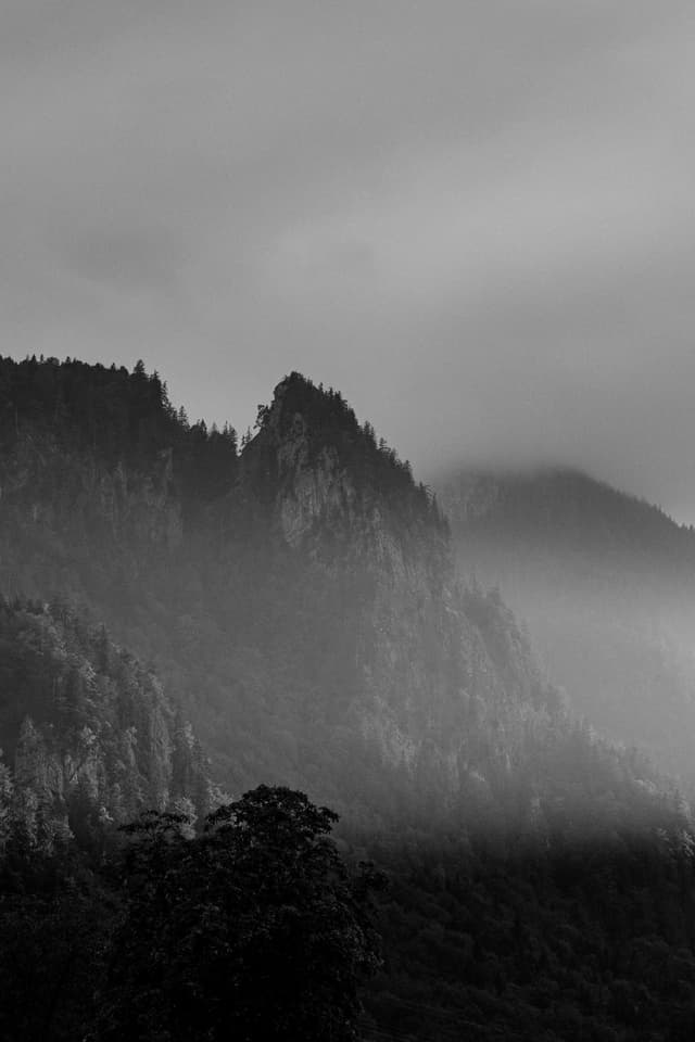 mountain streak of light bw